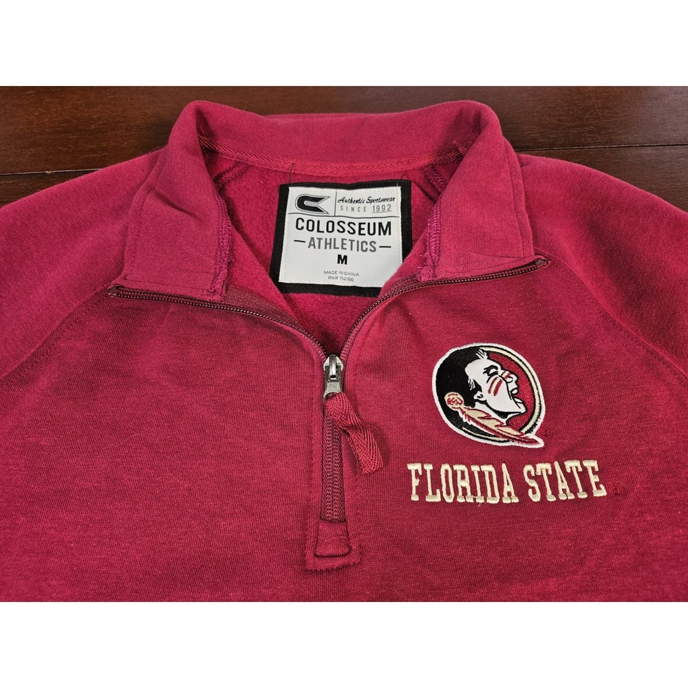 Colosseum Florida State Seminoles Quarter Zip Sweatshirt Garnet ACFZ11469 Mens M